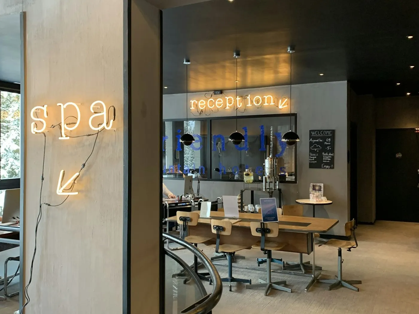 The front desk and reception area at AXIOM