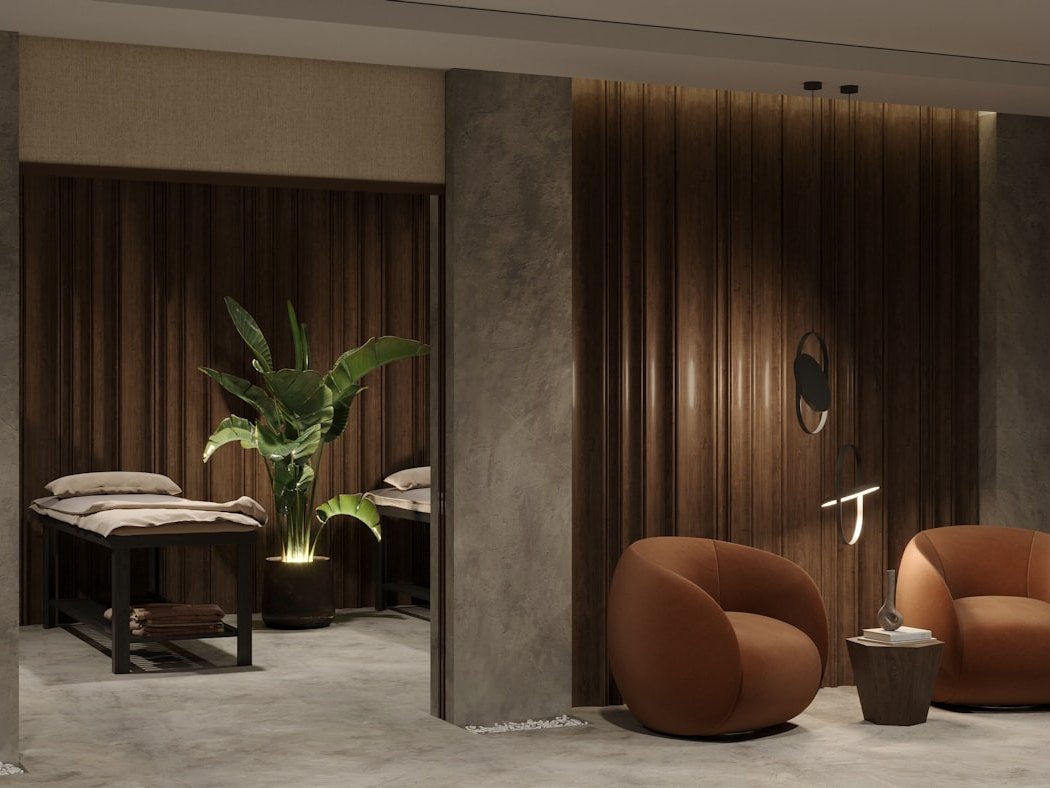 A treatment room set up for a session
